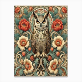 william morris Owl With Flowers 1 Canvas Print