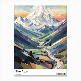 The Alps   Geometric Vector Illustration 3 Poster Canvas Print