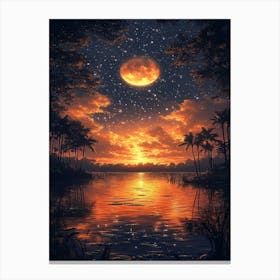 Moon Over The Water 2 Canvas Print