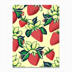 Strawberry Repeat Pattern, Fruit, Vintage Sketch 3 Canvas Print
