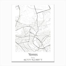 Yerres,France Minimalist Map Stampe su tela