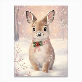 Cute Deer In The Snow Canvas Print