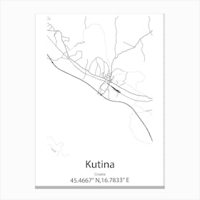 Kutina,Croatia Minimalist Map Canvas Print