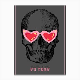 Rose Tinted Glasses Skull Canvas Print