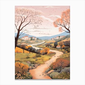 Camino De Santiago Spain 4 Hike Illustration Canvas Print