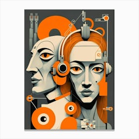 Woman And A Robot Canvas Print