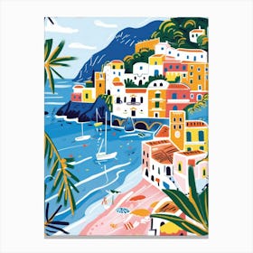 Travel Poster Happy Places Amalfi Coast 5 Canvas Print