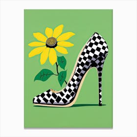 Step with Style: Women, Sneakers, and yellow-green Flowers Canvas Print