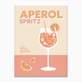 Aperol Spritz Cocktail Pink Colourful Summer Drink Wall Art Canvas Print