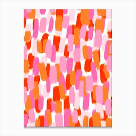 Abstract Brushstrokes Pink and Orange Canvas Print