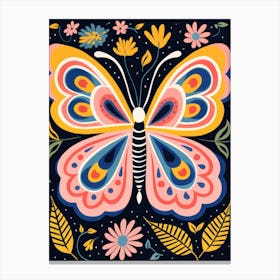 Butterfly With Flowers Canvas Print