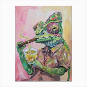 Animal Party: Crumpled Cute Critters with Cocktails and Cigars Chamelon Canvas Print