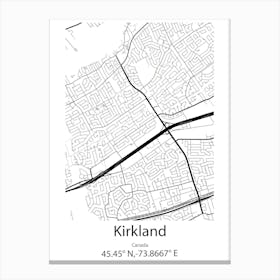 Kirkland,Canada Minimalist Map Canvas Print