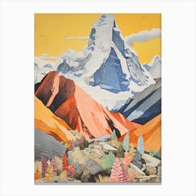 Ama Dablam Nepal 3 Colourful Mountain Illustration Canvas Print