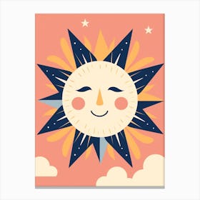 Cute Pastel Sun Digital Illustration   3 Canvas Print