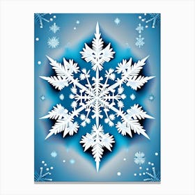 Winter Snowflake Pattern, Snowflakes, Retro Drawing 1 Canvas Print