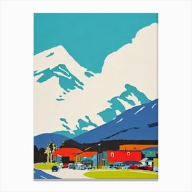 Cardrona, New Zealand Midcentury Vintage Skiing Poster Canvas Print