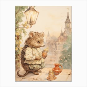 Storybook Animal Watercolour Hedgehog 1 Canvas Print