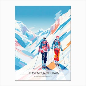 Heavenly Mountain   California Nevada Usa, Ski Resort Poster Illustration 1 Canvas Print