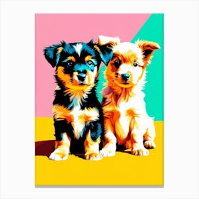 'Hovawart Pups', This Contemporary art brings POP Art and Flat Vector Art Together, Colorful Art, Animal Art, Home Decor, Kids Room Decor, Puppy Bank - 82nd Canvas Print