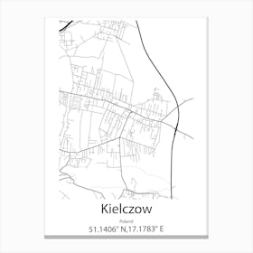 Kielczow,Poland Minimalist Map Canvas Print