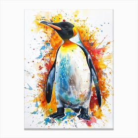 Emperor Penguin Colourful Watercolour 2 Canvas Print