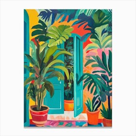 Tropical Garden, door with plants Canvas Print