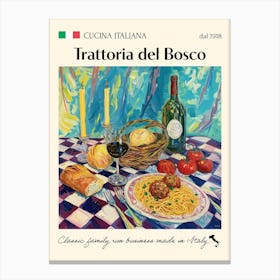 Trattoria Del Bosco Trattoria Italian Poster Food Kitchen Canvas Print