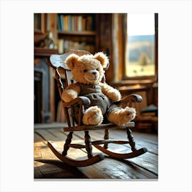 Teddy Bear In Rocking Chair Canvas Print