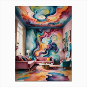 Inverted Reality: The Living Room Reimagined Colorful Living Room Canvas Print