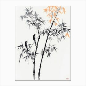 Traditional Chinese Painting Bamboo And Birds 1 Canvas Print