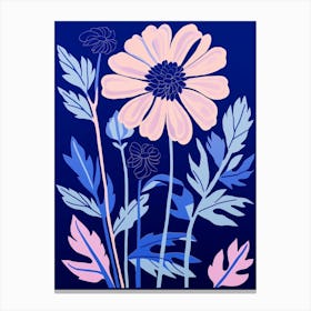 Blue Flower Illustration Asters 3 Canvas Print