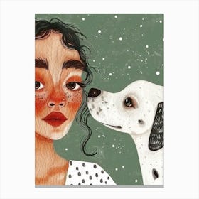 Dalmatian Girl With Dog Canvas Print