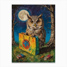 Owl With Book Canvas Print