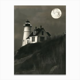 Lighthouse At Night Canvas Print