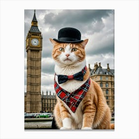 The Wandering Whisker: A Global Journey Cat In London Big Ben Canvas Print