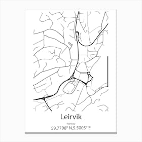 Leirvik,Norway Minimalist Map Canvas Print