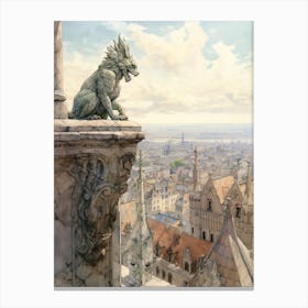 Gargoyle Watercolour In Vienna 2 Canvas Print