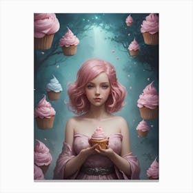 Fairytale Girl With Cupcakes Canvas Print
