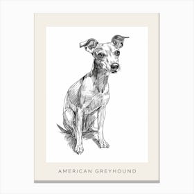 American Greyhound Dog Line Sketch 1 Poster Canvas Print