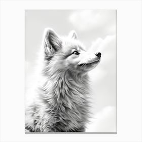 Arctic Fox Cinematic Pencil Drawing 4 Canvas Print