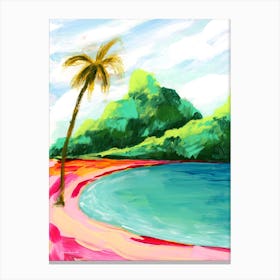 Hawaiian Volcano Palm Tree Beach Landscape Canvas Print