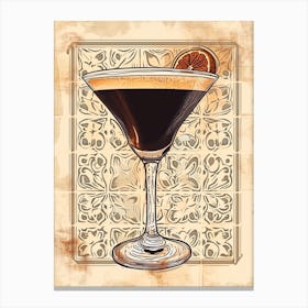 Espresso Martini Watercolour Linework Illustration 1 Canvas Print