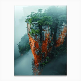 Foggy Mountain Landscape Canvas Print