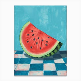 Watermelon Blue Checkerboard 3 Canvas Print