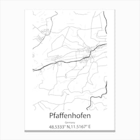 Pfaffenhofen,Germany Minimalist Map Canvas Print