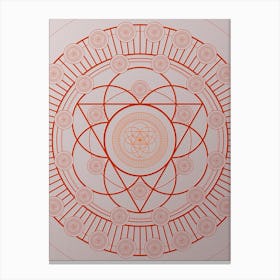 Geometric Abstract Glyph Circle Array in Tomato Red n.0232 Canvas Print