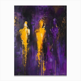 Three Men In Purple And Yellow Canvas Print