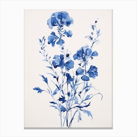 Blue Botanical Snapdragon 3 Canvas Print