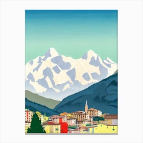 Cervinia, Italy Midcentury Vintage Skiing Poster Canvas Print